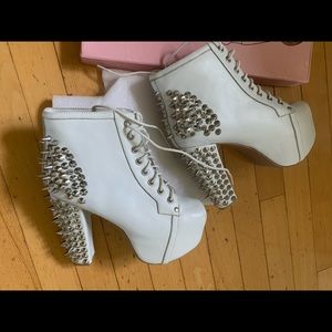 Jeffrey Campbell White spike ankle boots